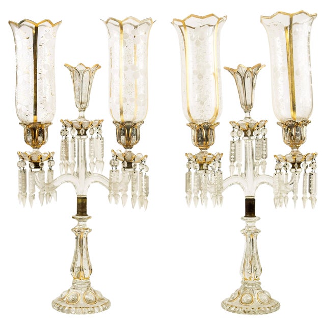 19th Century Italian Crystal Candelabras in Baccarat Crystal, Set of 2 For Sale