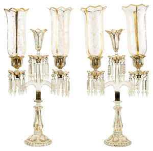 19th Century Italian Crystal Candelabras in Baccarat Crystal, Set of 2