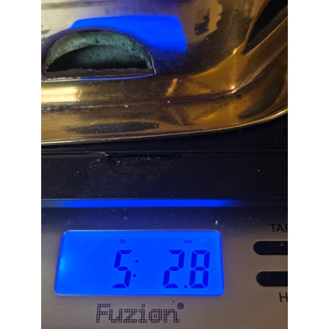 Antique C1850 Middle East Handmade Brass Charcoal Big Press Iron W Wooden Handle For Sale - Image 15 of 15