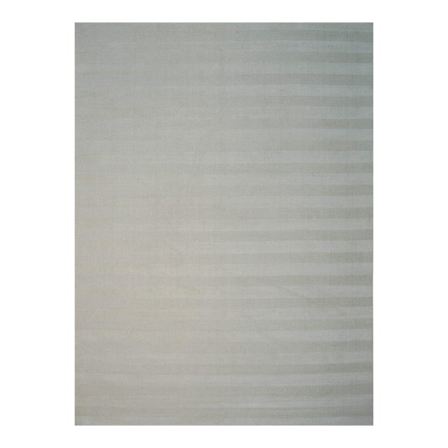6x9 Yara Alluring Black & White Stripe Geometric Modern Handmade Wool Carpet Rug For Sale