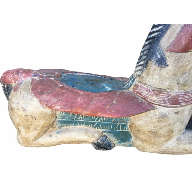 Eggshell Antique Indian / Rajasthani Hand Carved Wooden Horse For Sale - Image 8 of 13