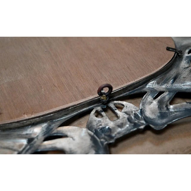 Art Nouveau Silver Metal Mirror, 1890s For Sale - Image 12 of 13