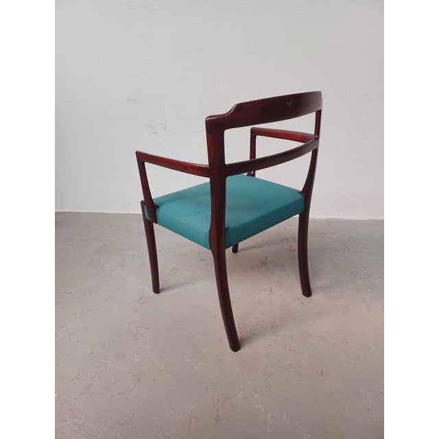 Blue Set of Danish Mahogany Armchairs by Ole Wanscher for A.J. Iversen, Customizable Reupholstery, 1960s For Sale - Image 8 of 14