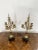 Pair of antique Victorian quality brass and marble candelabras having a quality pair of antique Victorian ornate brass...