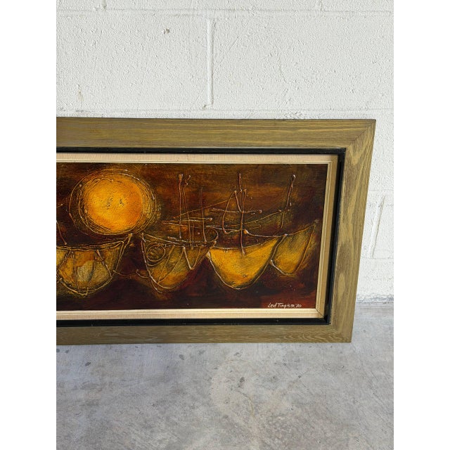 Mid-Century Modern Vintage Danish Modern Sailboat Painting Signed Led Tingkær 1970 For Sale - Image 3 of 7