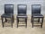 Traditional Set of Three Statesville Mahogany Frame Black Leather Bar Stools Counter Stools For Sale - Image 3 of 4
