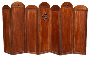 Art Deco Folding Screen with 7 Sculpted Panels, 1940s