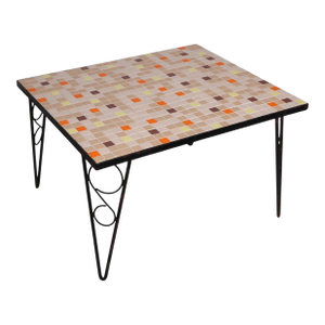 Mid Century Mosaic Tile Top Wrought Iron Base Table C. 1950/60's