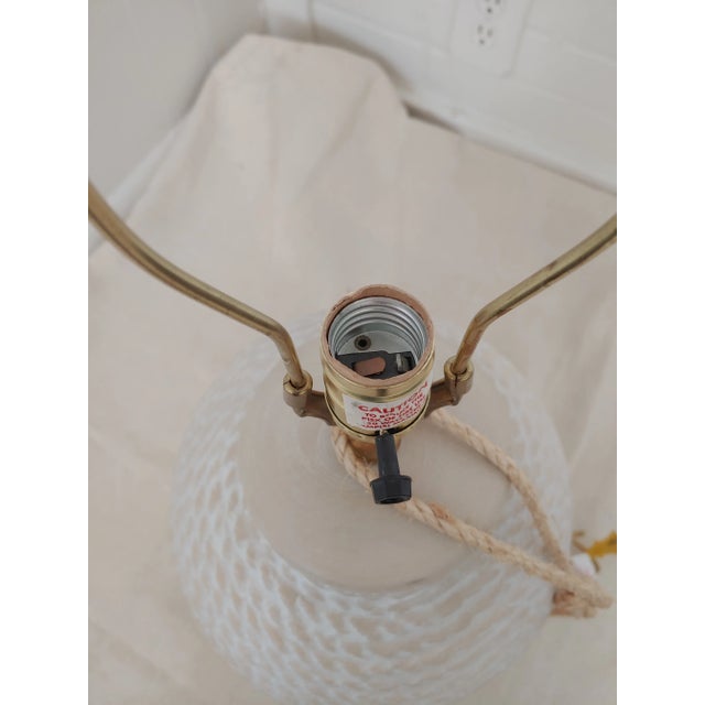 Textile Vintage 1970s Nautical Faux Rope Ceramic Table Lamp For Sale - Image 7 of 10