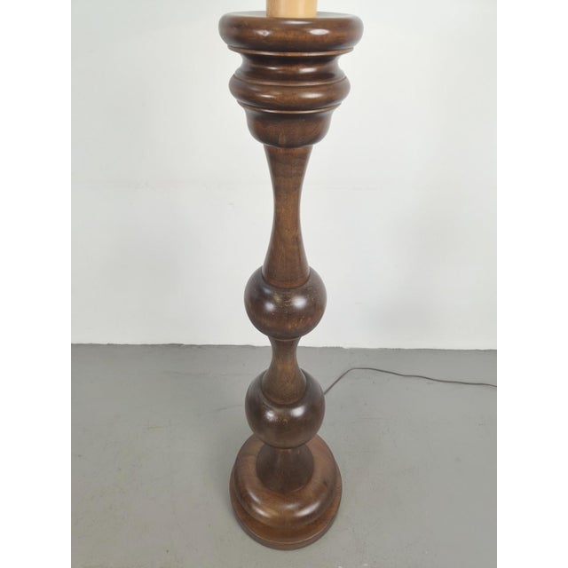 French Tall Turned Oak Floor Lamp, 1950s | Chairish