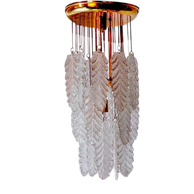 Murano Glass Leaf Chandelier from Mazzega, Italy, 1970s For Sale