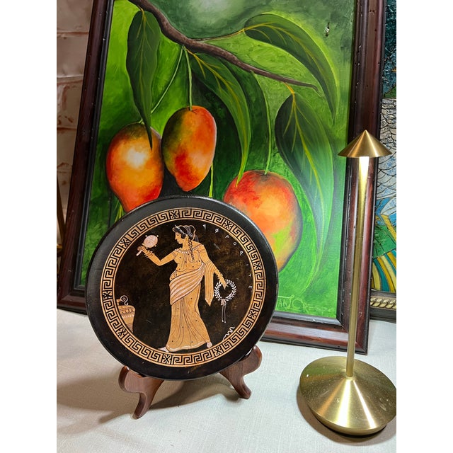 1970s Decorative Ancient Greek Hand Painted Plate For Sale - Image 4 of 5