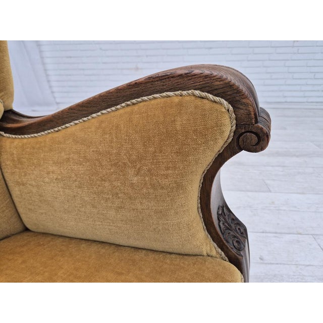 Danish Armchair in Oak and Yellow Furniture Velour, 1960s For Sale - Image 14 of 18