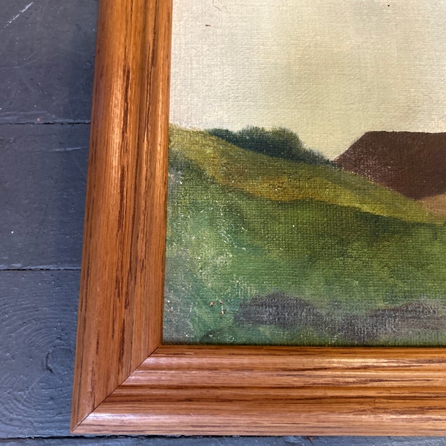 Rustic 1940’s Original Rustic Moody Modernist Landscape Painting For Sale - Image 3 of 5