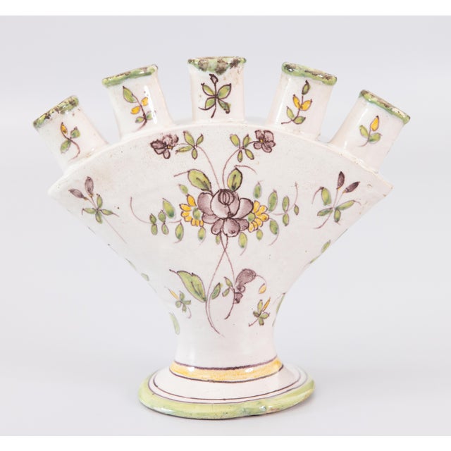 Farmhouse 18th Century French Samadet Faience Tulip Vase Tulipiere For Sale - Image 3 of 11