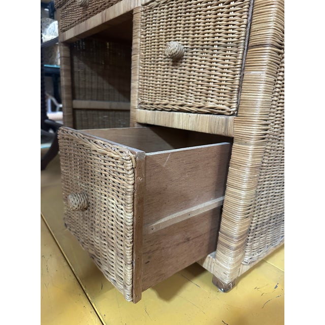 Up for consideration is a beautiful vintage boho chic wicker writing desk. This would look lovely in your home, and it is...