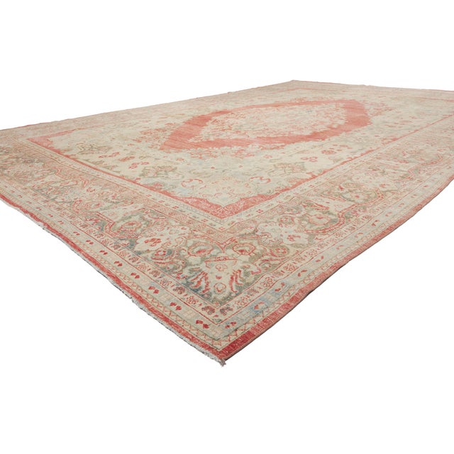 52783 Vintage Persian Mahal Rug, 10'00 x 14'06. The Rosewater Reverie: A Vintage Persian Mahal Masterpiece of Pastoral...