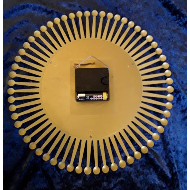 Vintage German Wall Clock in Sunburst Design with Brass Housing from Condor, 1970s For Sale - Image 4 of 6