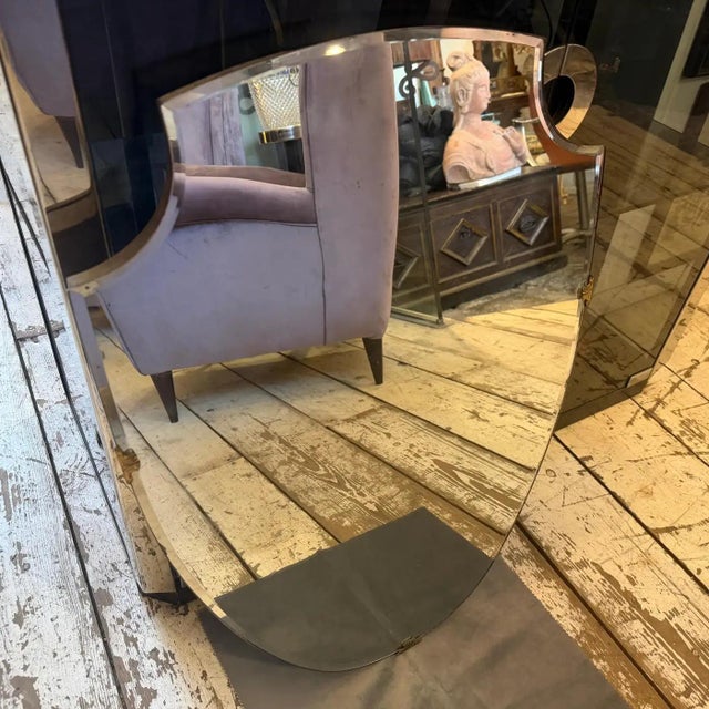 Mid-Century Modern An Iconic 1950s Mid-Century Modern Gio Ponti Style Shield Italian Wall Mirror For Sale - Image 3 of 14