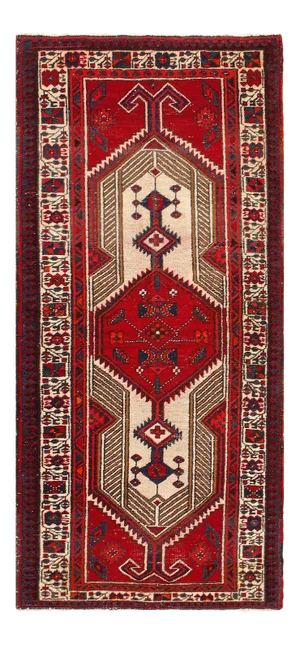 Vintage Red Persian Hand Knotted Saravand 3'3'' X 6'11''