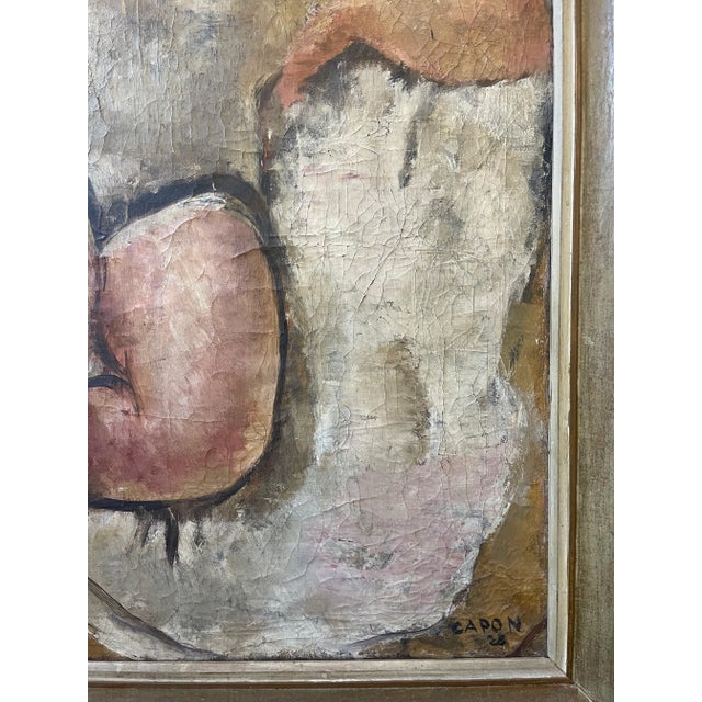 French 1928 Oil Painting on Canvas of a Reclining Woman Oil on Canvas Signed Georges Louis Emile Capon For Sale - Image 3 of 9