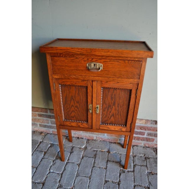 Wood Antique Oak Art Deco Hallway Cabinet For Sale - Image 7 of 9