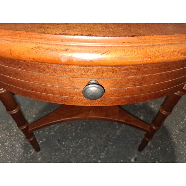 Vintage Traditional Round Carved Faux Bamboo Side / End Tables by Lane. A - Pair For Sale - Image 10 of 12