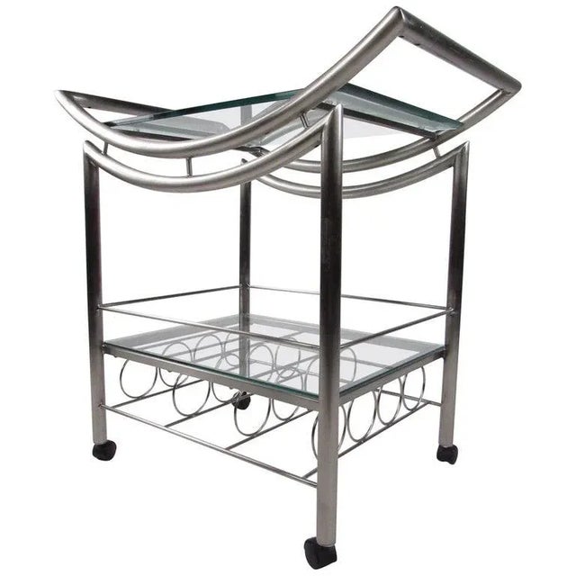 Contemporary Steel Bar Cart For Sale - Image 11 of 11