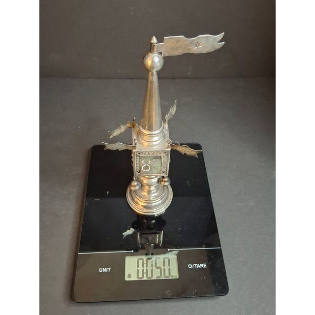 Vintage Israeli 925 Sterling Silver Havdalah Besamim Spice Tower & Bells 141 G For Sale - Image 17 of 18