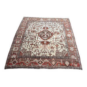 Antique Heriz Rug, Hand-Knotted Wool – 9'11" X 9'9"