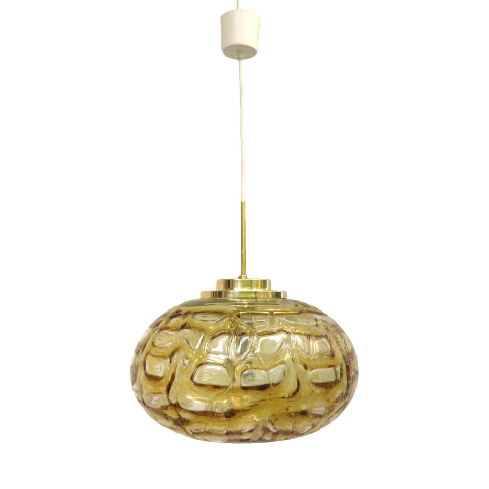 Ceiling Light Ellipse in Amber Colors-Colorless Glass & Brass from ...