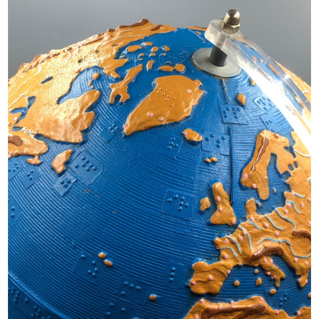 Mid-Century Modern Vintage Globe for Blind People in Louis Braille, 1940s For Sale - Image 3 of 16