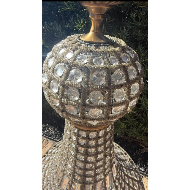 Glass Monumental Hollywood Regency Crystal & Bronze Beaded Chandelier For Sale - Image 7 of 8