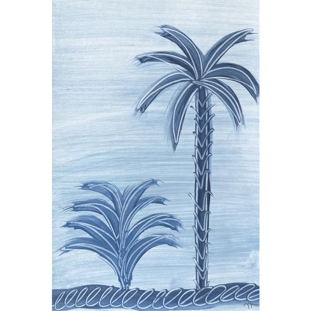 Abstract original palm tree painting unframed on watercolor paper measuring 9 inches x 12 inches. By Charleston based...
