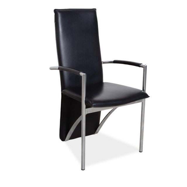 Modern RST Chair Dining Chairs in Black Leather from Ronald Schmitt, Set of 6 For Sale - Image 3 of 12