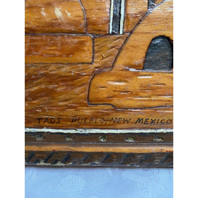 Hand Carved Taos Pueblo Wood Wall Panel Signed and Dated 1977 For Sale - Image 6 of 10