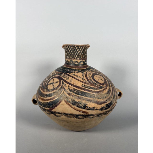 Painted terracotta vase with geometric patterns. Neolithic period, Yangshao culture, 4500-3000 BC, Northwest China....