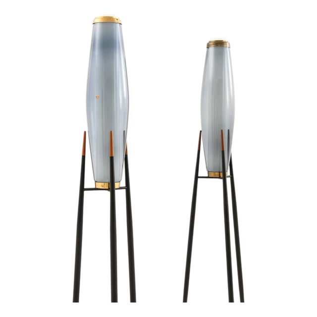 Floor Lamps in Brass and Glass by Svend Aage Holm Sørensen, 1950s, Set of 2 For Sale