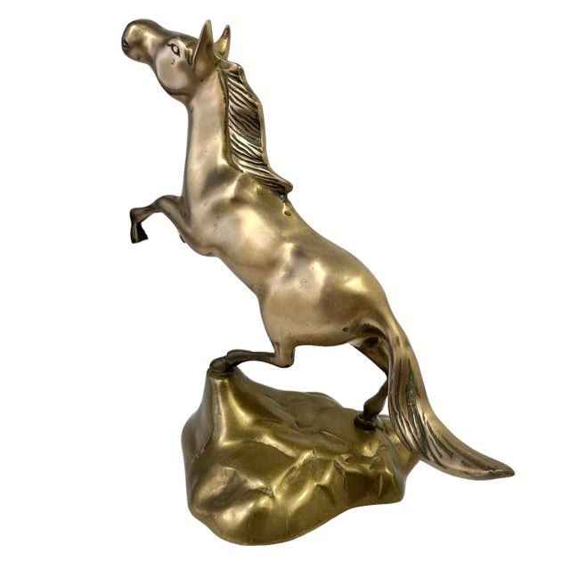 1970s Brass Rearing Horse For Sale - Image 4 of 8
