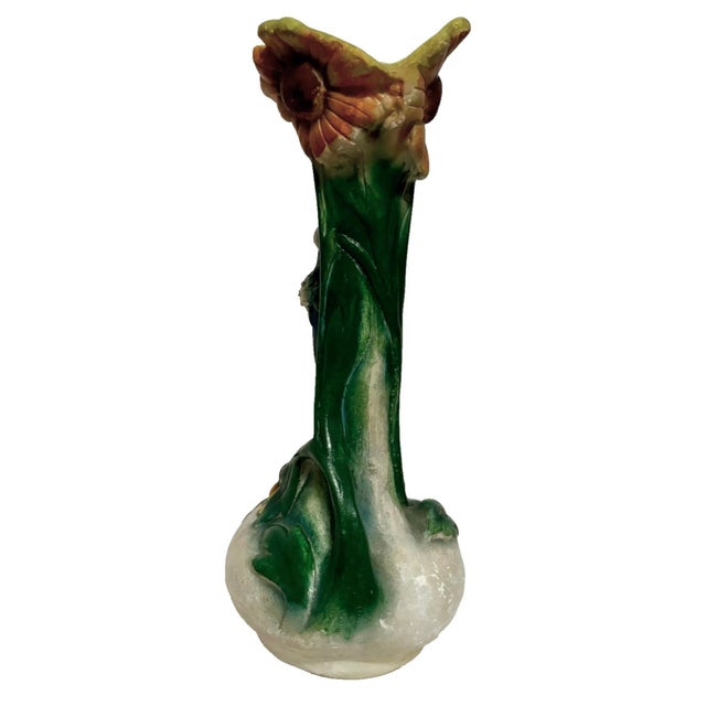 Art Nouveau Chalkware Sculpture Vase Maiden and Sunflowers, Circa 1910 For Sale In Greenville, SC - Image 6 of 8