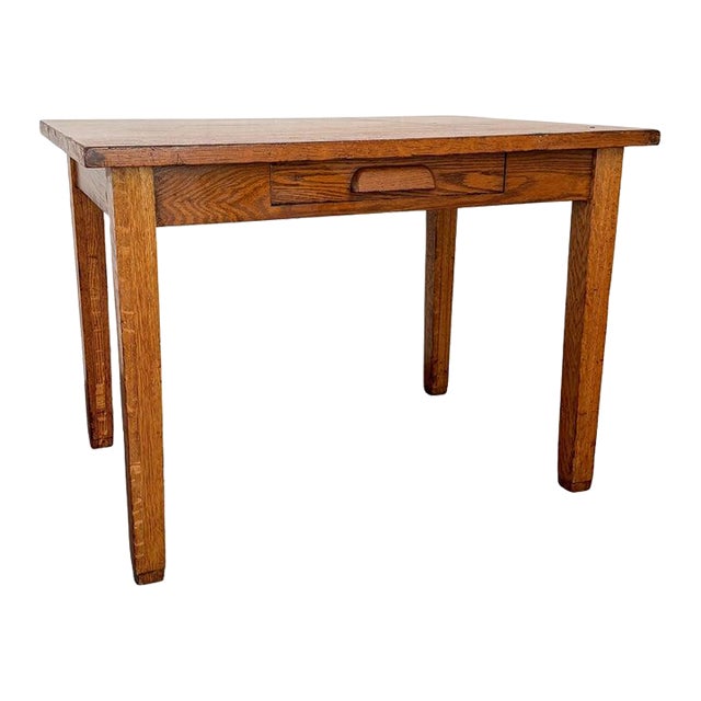Early 20th Century Industrial Oak Library Desk For Sale