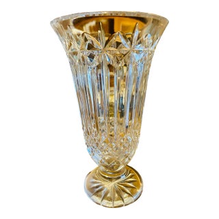 Authentic Waterford Crystal 14” Flared Vintage Vase Heavy Cut Starburst For Sale