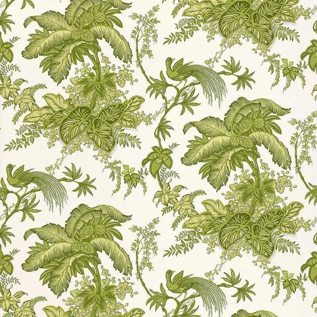 Contemporary Schumacher Coconut Grove Wallpaper in Leaf - 9 Yards For Sale - Image 3 of 3