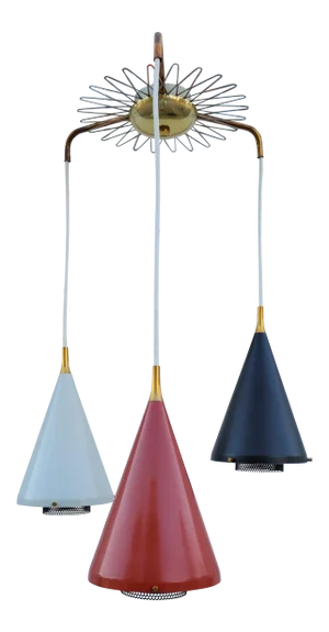 1950s Lightolier Carnival Three Cone Chandelier