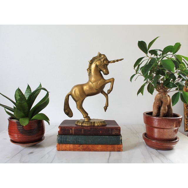 Mid-Century Modern Vintage Solid Brass Unicorn Figure For Sale - Image 3 of 12