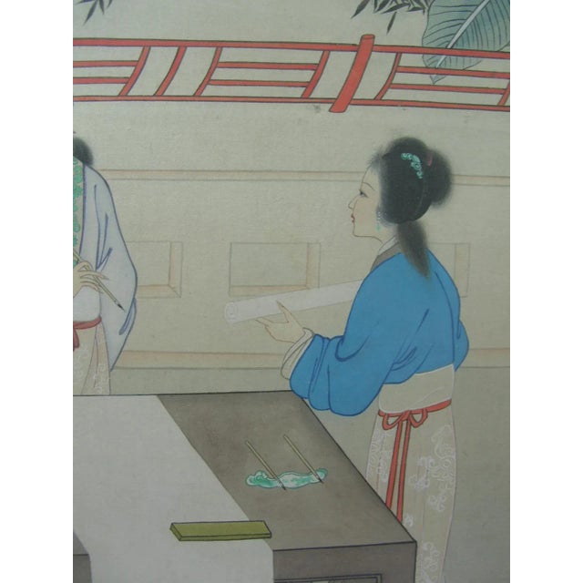 Asian Style 1950s Vintage Chinese Watercolor Painting by Zhu Tan For Sale - Image 4 of 9