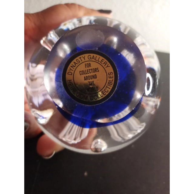 1970s Dynasty Gallery Heirloom Collectible Cobalt Blue Bullicante Paper Weight For Sale - Image 5 of 7
