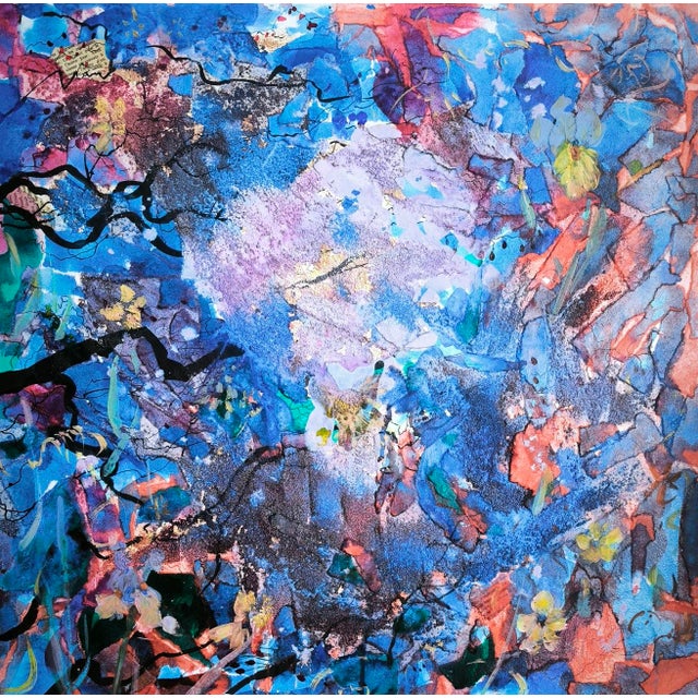 This captivating work is an explosion of vibrant colors and bold textures. Dominated by shades of blue, it evokes a vivid...