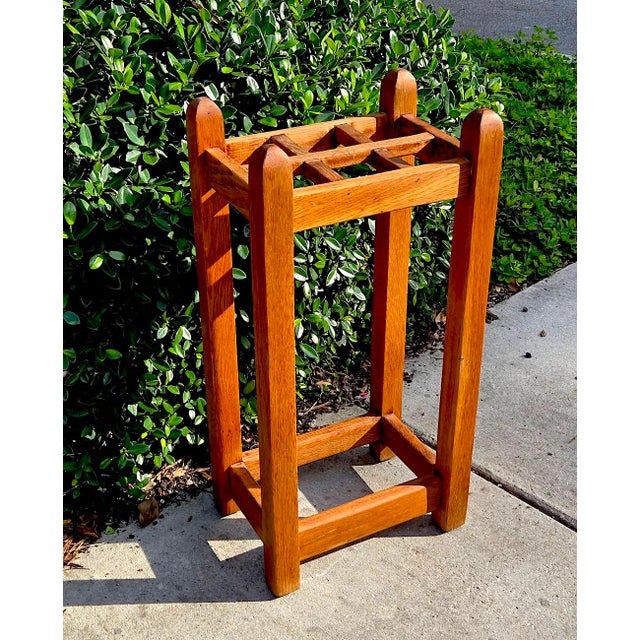 Early 20th Century Arts and Crafts Mission Stickley Style Oak Wood Umbrella Stand For Sale - Image 10 of 17
