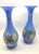 1950s Vintage Blue Floral Detail Vases - A Pair For Sale - Image 5 of 5